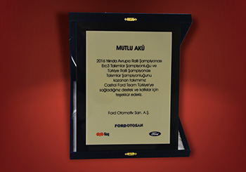 2016: Recognition Plaque for Castrol Ford Team Sponsorship